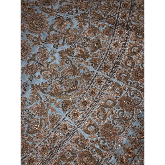 Light blue anarkali/dress with gold embroidery - Picture 2 of 6